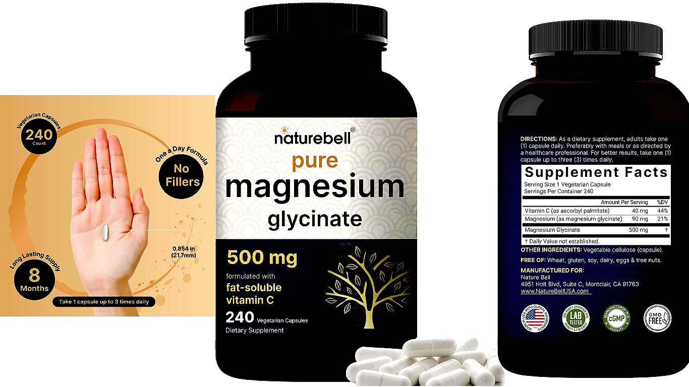 NatureBell Magnesium Glycinate Capsules 500mg